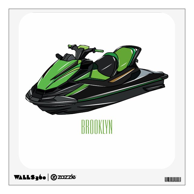 Jet ski cartoon illustration wall decal (Front)