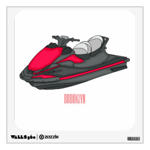 Jet ski cartoon illustration wall decal