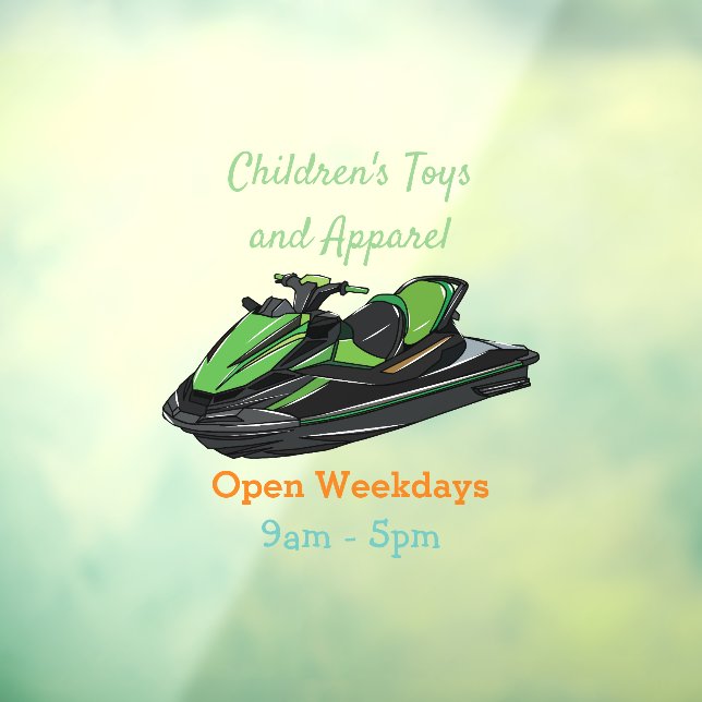 Jet ski cartoon illustration window cling (Sheet 3)