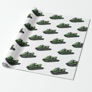 Jet ski cartoon illustration wrapping paper