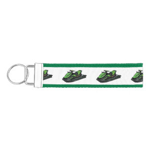 Jet ski cartoon illustration wrist keychain