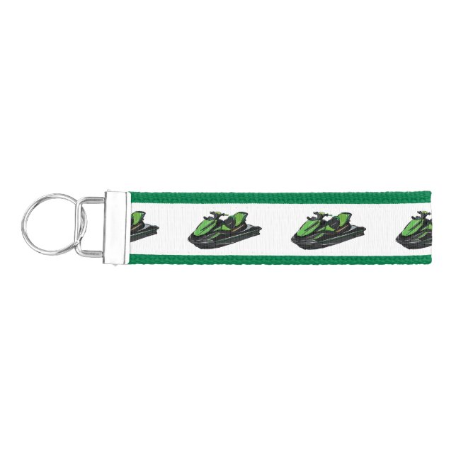Jet ski cartoon illustration wrist keychain (Keys on Left)