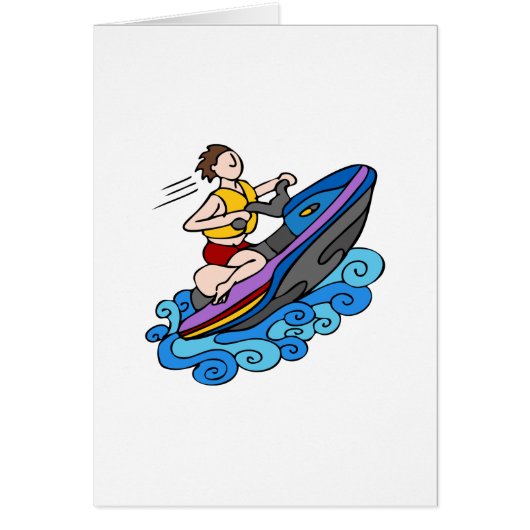 Jet Ski Cartoon Vector Cards (Front)