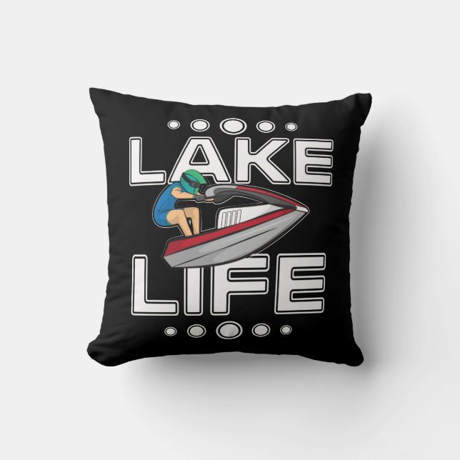 Jet Ski Gift Lake Life Beach Holiday Funny Jetski Throw Pillow (Front)