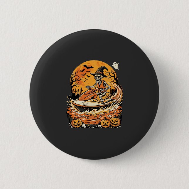 Jet Ski Halloween Skeleton Witch Pumpkin Design_1 Button (Front)