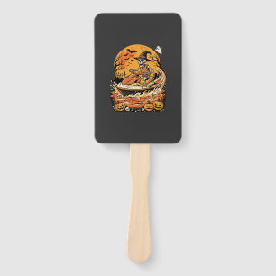 Jet Ski Halloween Skeleton Witch Pumpkin Design_1 Hand Fan