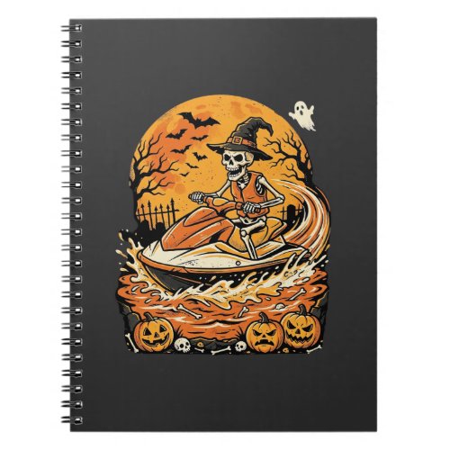 Jet Ski Halloween Skeleton Witch Pumpkin Design_1 Notebook