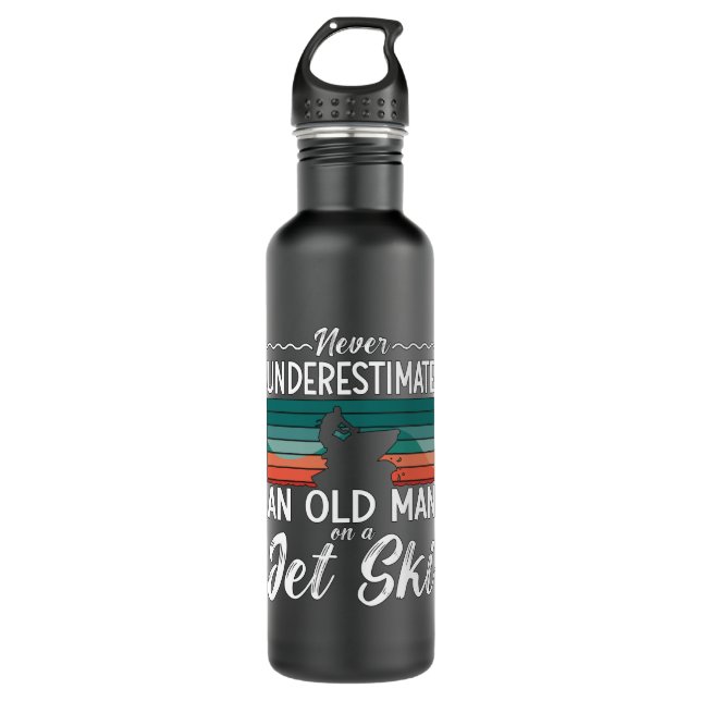 Jet Ski Never Underestimate An Old Man Jet Skiing Stainless Steel Water Bottle (Front)