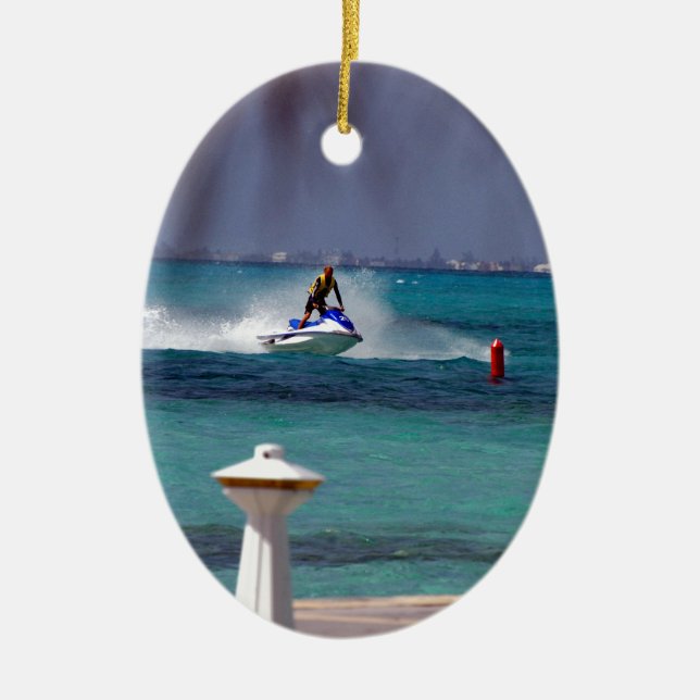 Jet Ski Paradise Ceramic Ornament (Front)