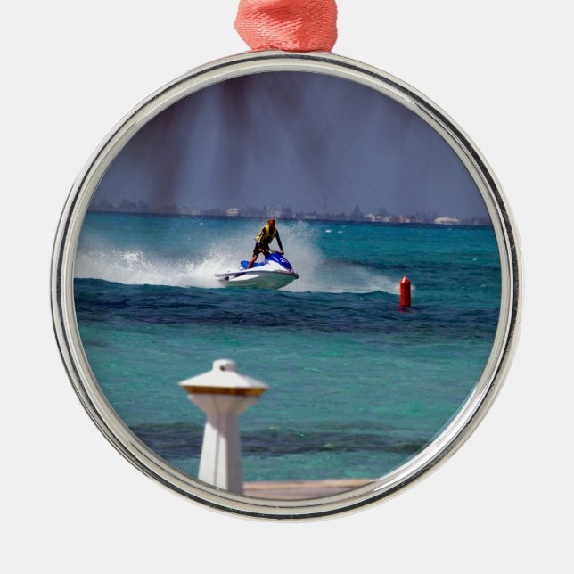 Jet Ski Paradise Metal Ornament (Front)