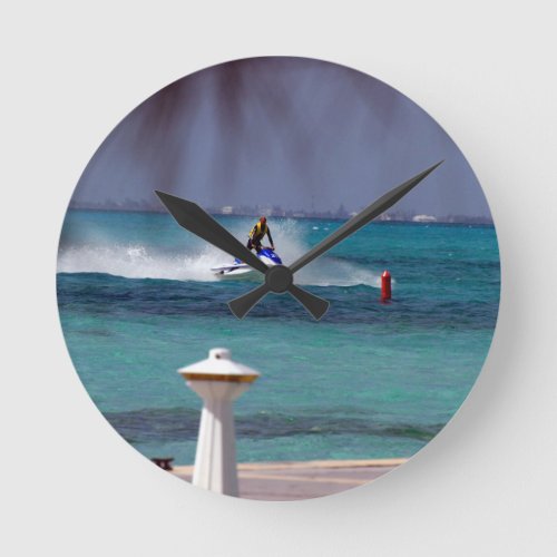 Jet Ski Paradise Round Clock