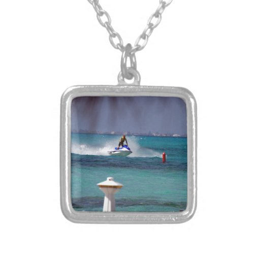 Jet Ski Paradise Silver Plated Necklace