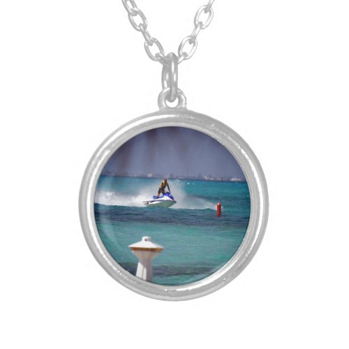 Jet Ski Paradise Silver Plated Necklace