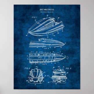 Jet Ski Patent Blueprint Watersport Gift Poster