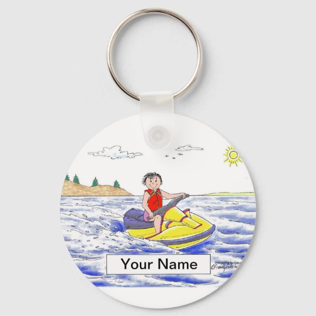 Jet Ski Rider - Female Cartoon  Keychain (Front)