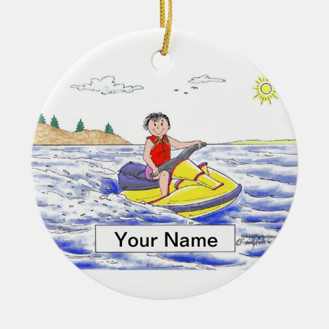 Jet Ski Rider - Female Ceramic Ornament (Front)