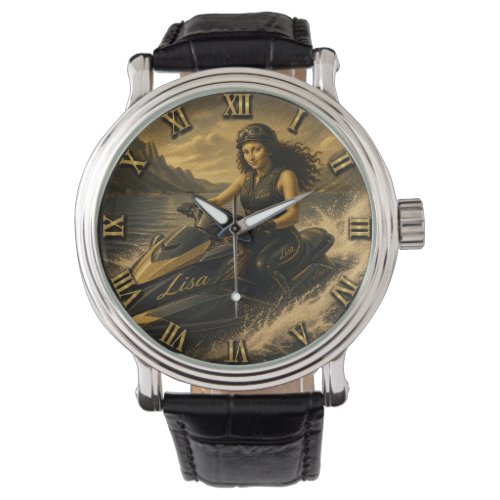 Jet Ski Rider Funny Mona Lisa Watch