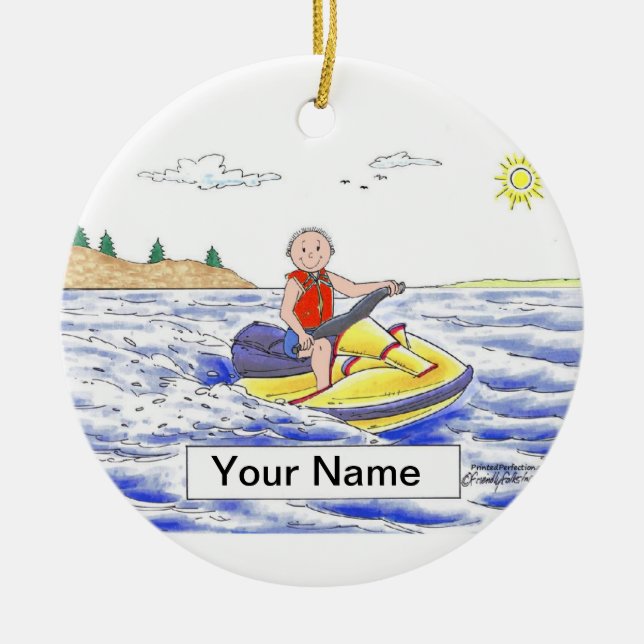Jet Ski Rider - Male Ceramic Ornament (Front)