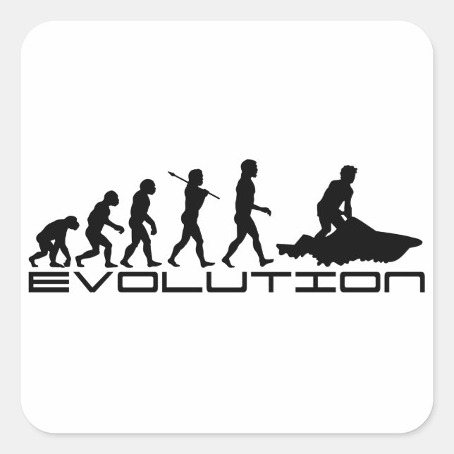 Jet Ski Skiing Water Sport Evolution Art Square Sticker (Front)