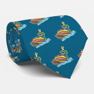 Jet Ski Stickman Neck Tie