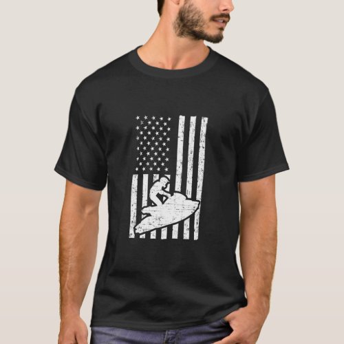 Jet Ski Us American Flag Jet Skiing  T_Shirt