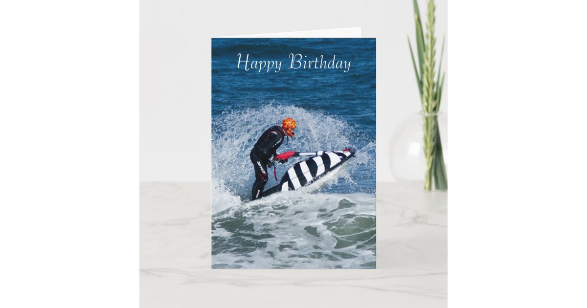 jet ski water sport birthday greeting card | Zazzle.com