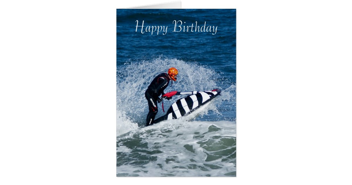 jet ski water sport birthday greeting card | Zazzle.com