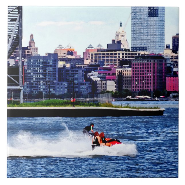 Jet Skiing by Colgate Clock Ceramic Tile (Front)