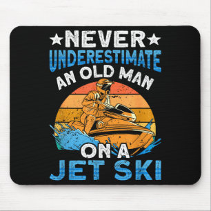 Jet skiing underestimate an old man on a jet ski mouse pad