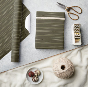Jet Stream Stripes Olive Green Wrapping Paper