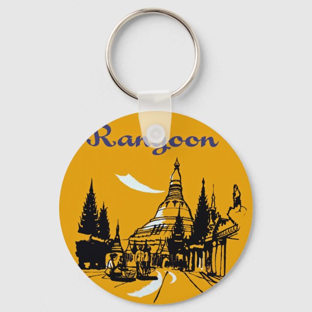 Jet Your Way to Rangoon Keychain (Front)