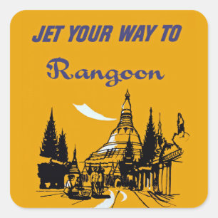 Jet Your Way to Rangoon Square Sticker
