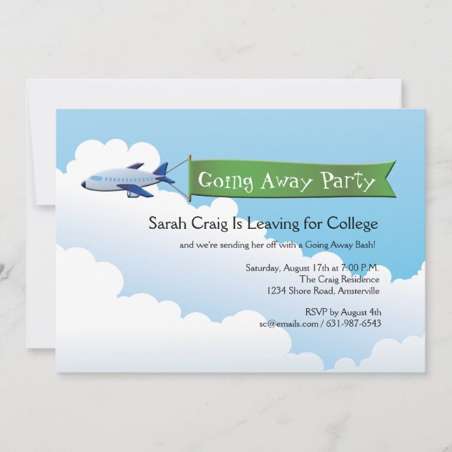 Jetliner Banner Going Away Party Invitation (Front)