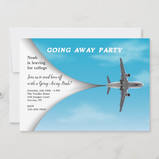 Jetliner Going Away Party Invitation (Front)