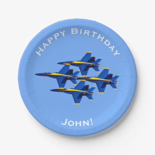 Jets Birthday with Personalized Name Paper Plates