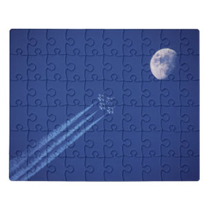 Jets Next to Moon   British Columbia Jigsaw Puzzle