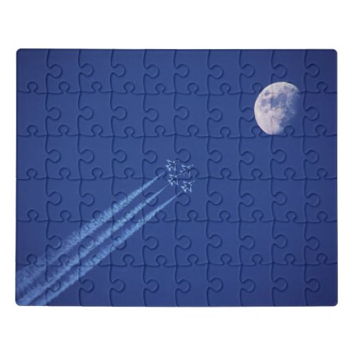 Jets Next to Moon  British Columbia Jigsaw Puzzle