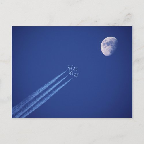 Jets Next to Moon  British Columbia Postcard