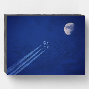 Jets Next to Moon British Columbia Wooden Box Sign