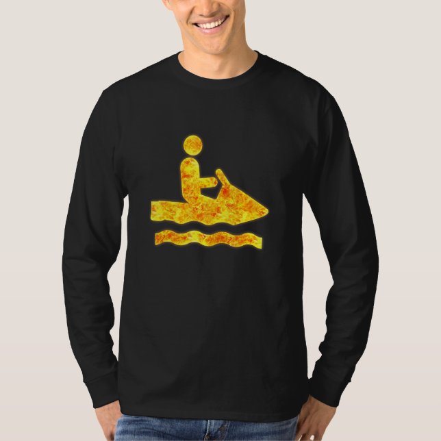 Jetski Jet Ski Surfing Fire Flames Burning T-Shirt (Front)