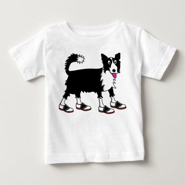 Jett the Border Collie Baby T-Shirt (Front)