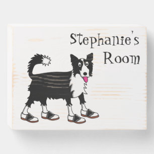 Jett the Border Collie Kid's Room Wooden Box Sign