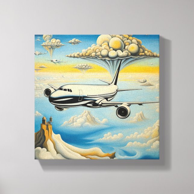 Jetting Through the Skies: Airplane Journeys Canvas Print (Front)