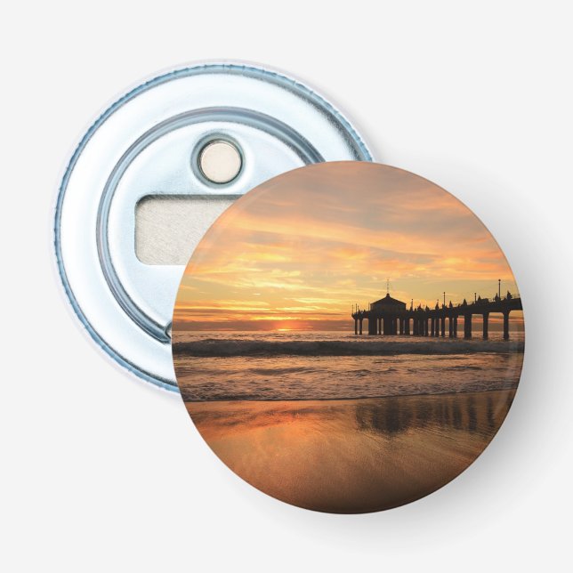 Jetty Over Ocean Beach Sunset Bottle Opener (Front)