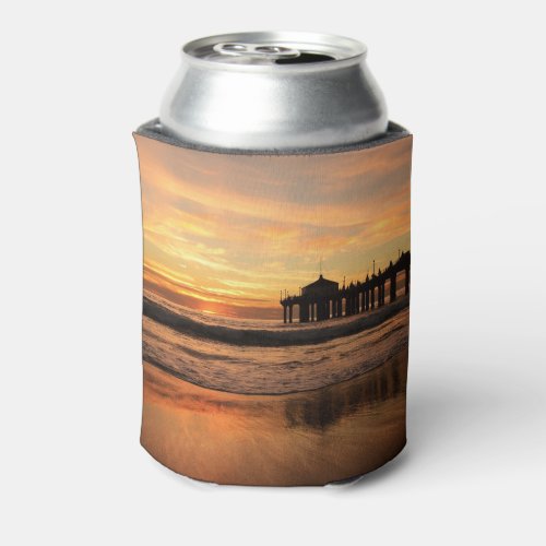 Jetty Over Ocean Beach Sunset Can Cooler