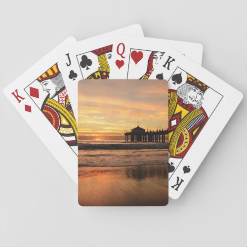 Jetty Over Ocean Beach Sunset Playing Cards