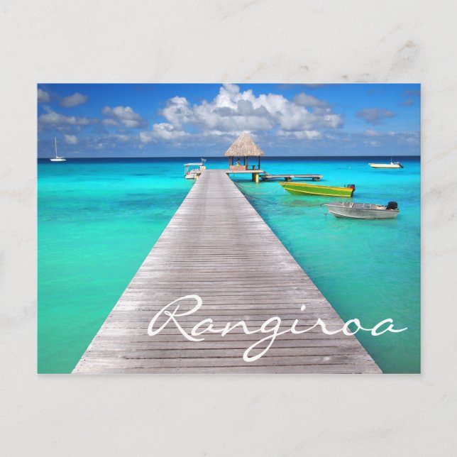 Jetty with boats in a tropical lagoon postcard (Front)