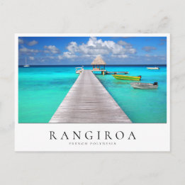 Jetty with boats in tropical Rangiroa, Polynesia Postcard