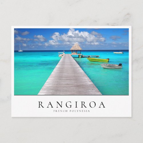 Jetty with boats in tropical Rangiroa Polynesia Postcard