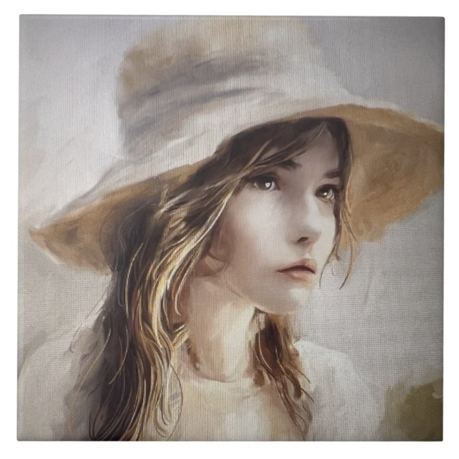 Jeune Femme Ceramic Tile (Front)